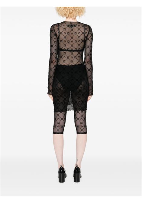 flock mini crew neck dress woman black MARINE SERRE | WDR267ACJER0005BK99